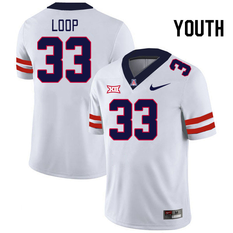 Youth #33 Tyler Loop Arizona Wildcats Big 12 Conference College Football Jerseys Stitched-White